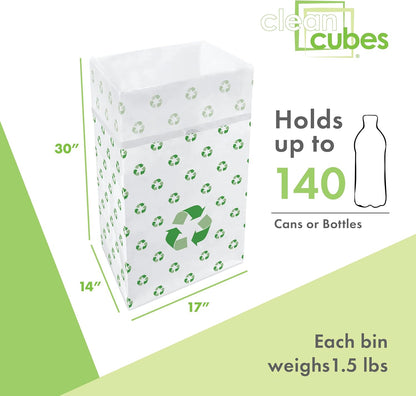 | 30 Gallon Disposable Trash Cans (3-Pack) with Fitted Trash Bags - Reusable Garbage and Recycling Bins for Parties, Events, and More (Recycle - 30” Height x 17” Width x 14” Depth)