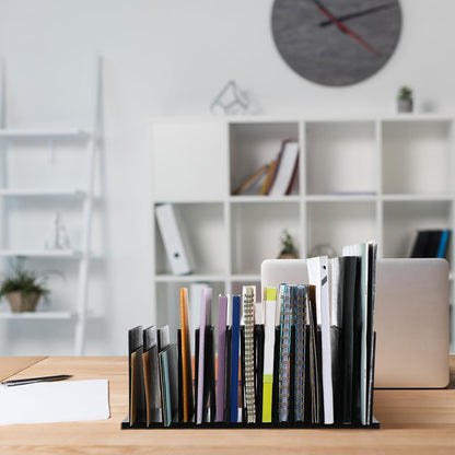 Desk Mail Organizer Wood File Holders 15 Slots Desk Organizer Countertop Letter Sorter Desktop Mail Paper Holder Folder Filing Cell Phone Document Storage Tray(Black)