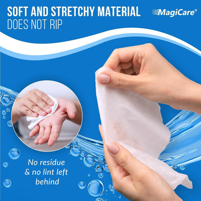 MagiCare 75% Large Alcohol Wipes (2 Canisters) - Hand Sanitizing Wipes - Hand Sanitizer Wipe, Unscented, Premium - Home, Classroom, Camping - 2, 100ct Canisters (200pcs)