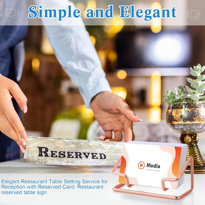 Landhoow 2 Pcs Business Card Holder for Desk, Cute Metal Card Organizers Display Stand Postcard Holder Rack for Desktop Working Office Home Daily Use (Rose Gold)