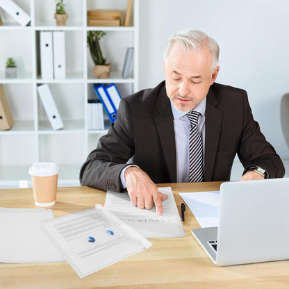 48 Pack Plastic Report Covers with 3 Prongs Presentation Folders Bulk, 100 Sheet Capacity, Clear Front Report Covers for Presentation Document Paper School Office Supplies (White)