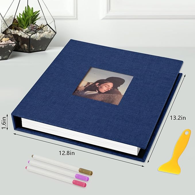 Zesthouse 18 In Photo Album Self Adhesive with Picture Display Window, 3-Ring Scrapbook Albums 60 Pages Holds 10x12 8x10 5x7 4x6 Photos, DIY Photo Book Ideal Gift for Family Wedding Baby
