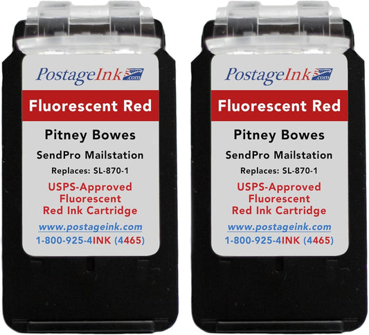 SL-870-1 Red Ink Cartridge for PB SendPro Mailstation (CSD1) Postage Meters (2-Pack)