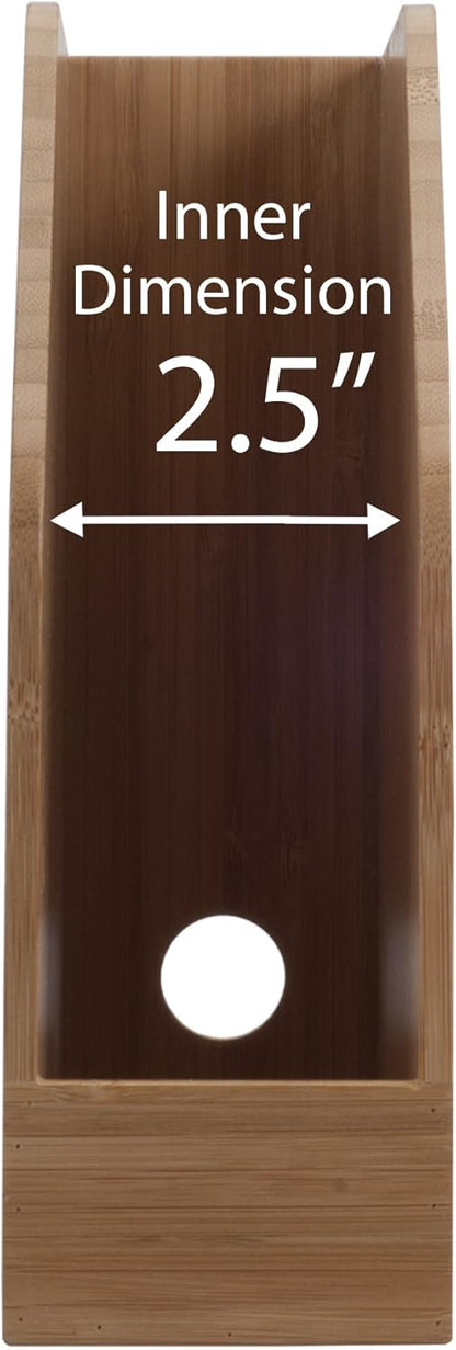 MobileVision Bamboo Vertical File Folder Holder & Office Product Organizer, Store Files, Magazines, Notepads, Books and more, 2 Pack Combo Set