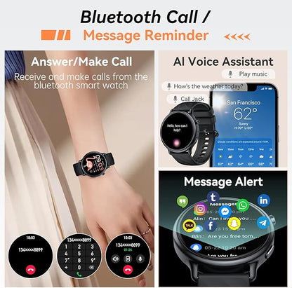 Smart Watch for Women Fitness Tracker: Waterproof Digital Mens Watches Make Answer Call Smartwatch for Android Phone iPhone Samsung Compatible Step Running Pedometer Sleep SpO2 Heart Rate Monitor