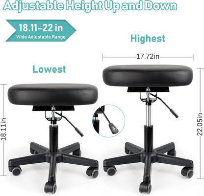 Footrest Stool Under Desk Adjustable Height and Tilt Angle Footrest Ottoman Ergonomic Foot Stool with Wheels 360° Rolling for Home Office (New Black)