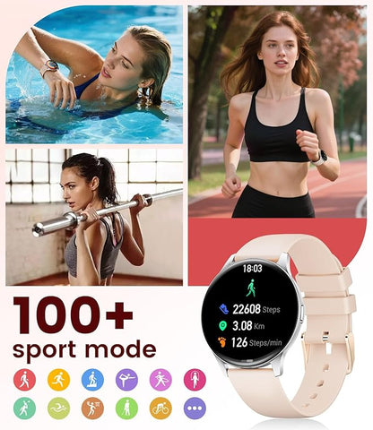 Smart Watches for Women with Make/Answer Calls, 7,99 mm Ultra-Thin Elegant Fitness Tracker with 1,43'' HD AMOLED Display, IP68 Waterproof, 100+ Sports Modes, Women's Health for iOS Android, Rose Gold
