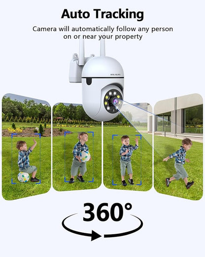 WEILAILIFE 【Auto Tracking & 2-Way Audio】 3MP Security Cameras Wireless Outdoor, PTZ WiFi Video Surveillance Cameras for Home Security