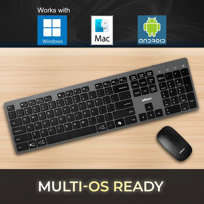 Adesso Wireless Scissor Switch Keyboard and Mouse Combo with Copilot AI Hotkey - Multi-OS Compatible for Mac, Quiet Switches, USB-A 2.4GHz Dongle