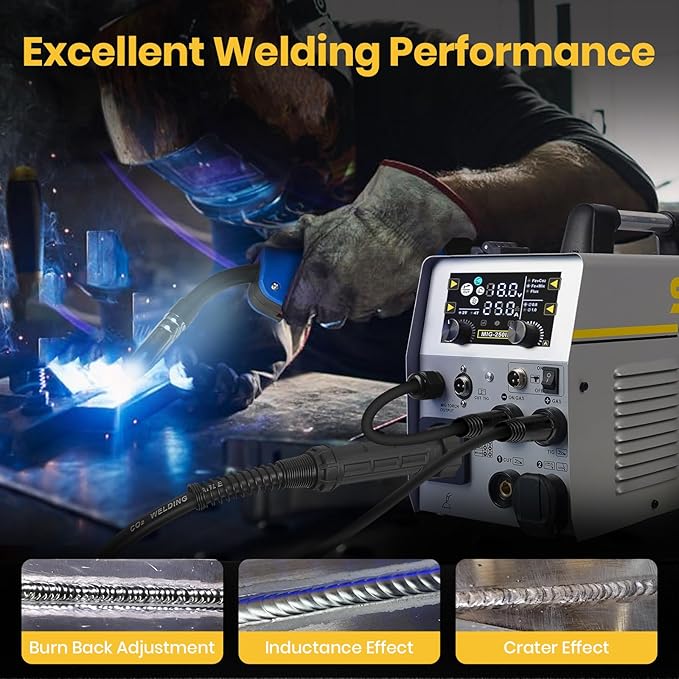 SSIMDER MIG Welder Plasma Cutter Combo 6 in 1 Multiprocess Welder 110V 220V 160A Gas MIG/Flux Core/Spool/TIG/Stick/Plasma Cutter Welding Machine for Home DIY Outdoor Industrial Use