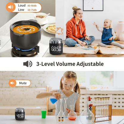 Digital Kitchen Timer,Countdown Countup Timer with Large LED Display Volume Adjustment,Timer for Cooking, Classroom Time for Kids and Teachers. (Silver)