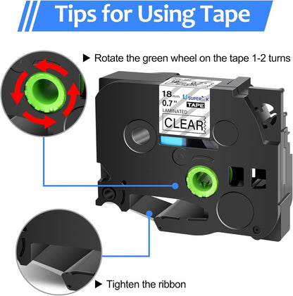 6PK Compatible for Brother P-Touch Label Maker Tape TZe-141 TZ-141 TZe141 TZ141 Black on Clear 18mm 3/4 inch 0.7'' x 26.2ft Laminated TZe TZ Label Tape for PT-H500 PT-910BT PT-530 PT-550