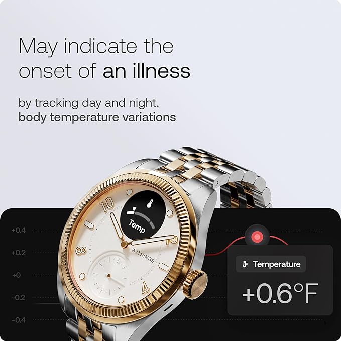 WITHINGS Scanwatch Nova Brilliant - Health Hybrid Smart Watch for Men & Women - SPO2, Temperature Monitoring, Sleep, Respiratory Health, Cycle Monitoring, 30-Day Battery Life, Apple iOS/Android