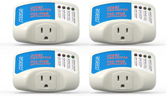BSEED Voltage Protector, Single Outlet Surge Protector for Valuable Home Appliance Multi-Function Plug with Protection Wall Mount Power Suppressor for TV/PC/Refrigerator, 15A,125V, 1875W, 4 Pack