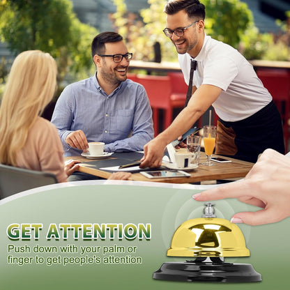 UCEC Desk Bell & Sign, Dinner Call Bell for Hotel & Restaurant Reception, 1+1 Pack, Yellow