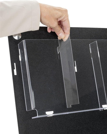 Displays2go Tiered Brochure Rack for Wall, 6-12 Adjustable Pockets, Frameless Acrylic - Black (2RP6BLK)