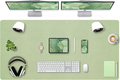 Bloss 47.2" x 24" Large Desk Mat, Leather Desk Mat, Large Mouse Pad + Keyboard Pad, Non-Slip Desk Mat Protector for Office, Home - Green