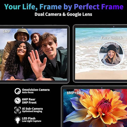 2025 Android 15 tablet with keyboard, 26GB+256GB+2TB Expand, 10 inch 2-in-1 Tablets with 8-Core, 5G WiFi, 8000mAh, BT5.0, 5MP+13MP, GMS, GPS, Widevine L1, Tablet PC with Mouse, Case, Stylus (Green)