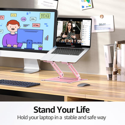 Urmust Laptop Stand for Desk Aluminum Computer Stand Riser Holder for Laptop Compatible with MacBook Air Pro, Dell, HP, Lenovo Samsung, Alienware All Laptops 11-15.6"(Pink)