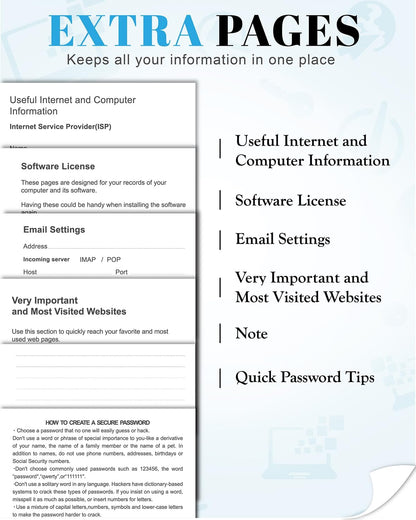 Small Password Keeper Book with Colorful Alphabetical Tabs, Hardcover Password Log-book for Internet Password and Website Address, 4.1"×6.2" Password Notebook for Home Office (Blue)