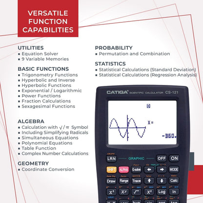 CATIGA Scientific Calculator with Graphic Functions, Multiple Modes with Intuitive Interface, Perfect for Beginner and Advanced Courses, High School or College, CS-121
