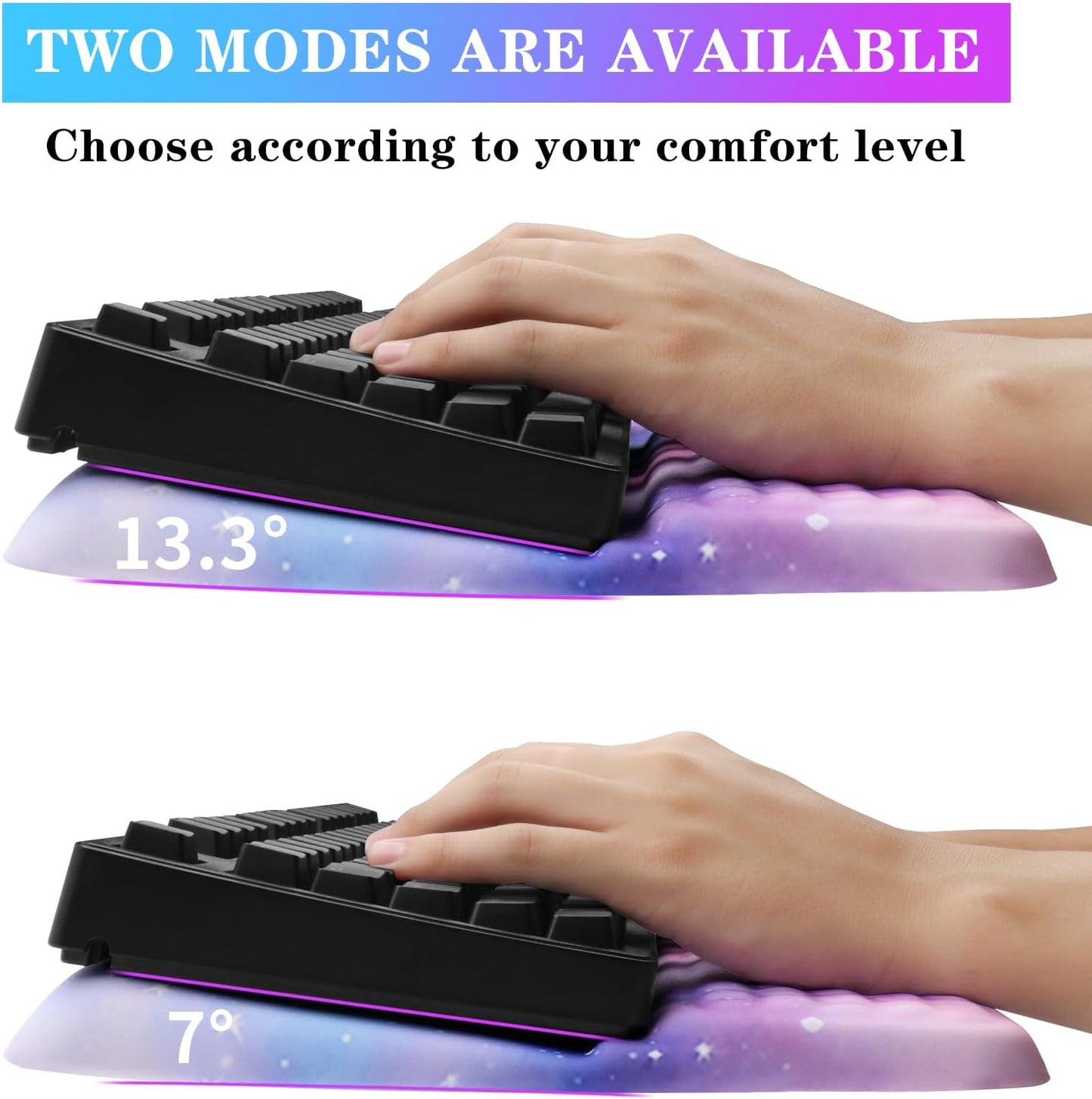 Computer Keyboard Stand with Wrist Rest, Ergonomic Tilted Keyboard Holder - Keyboard Riser with Wrist Pad - Keyboard Tray Support for Office Home -Colorful Stars