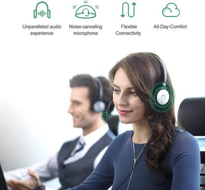 Yealink UH36 Professional USB Headset Wired Headphones for Work Calls and Music, Headset with Noise Cancelling Mic for Computer PC Laptop（UC Compatible, Mono,3.5mm Jack/USB Connection）