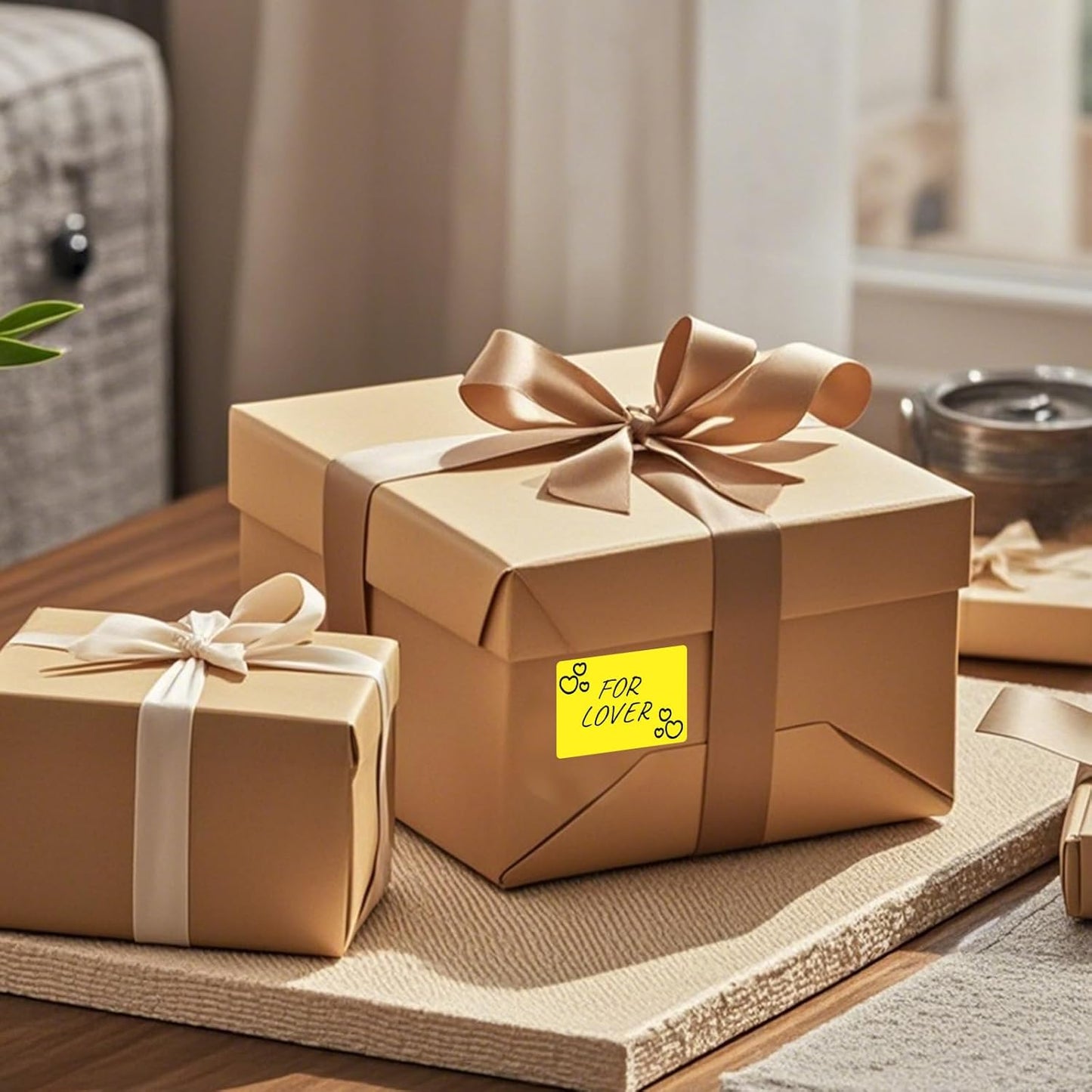 Rectangle Label Stickers 3×2 Inch Vinyl Removable Yellow Sticker Waterproof Writable File Folder Moving Labels for Boxes Home Office Labeling 40 PCS