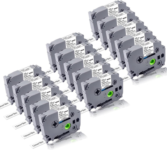15Pack TZe-231 Label Maker Tapes Replacement for Brother P Touch Label Maker Refills, TZe231 Tape Laminated 12mm 0.47 White, TZ-231 Tapes for Brother PT-H110 PTD210 PTD220 PTD400 Printer