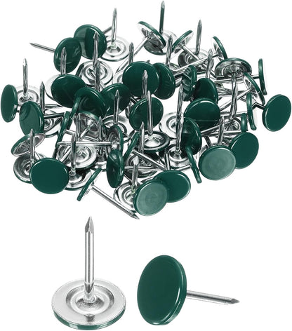 uxcell 100Pcs Upholstery Tacks, 11mmx17mm Flat Head Thumb Tack Decorative Furniture Nails Push Pins for Furniture Sofa Headboards, Green