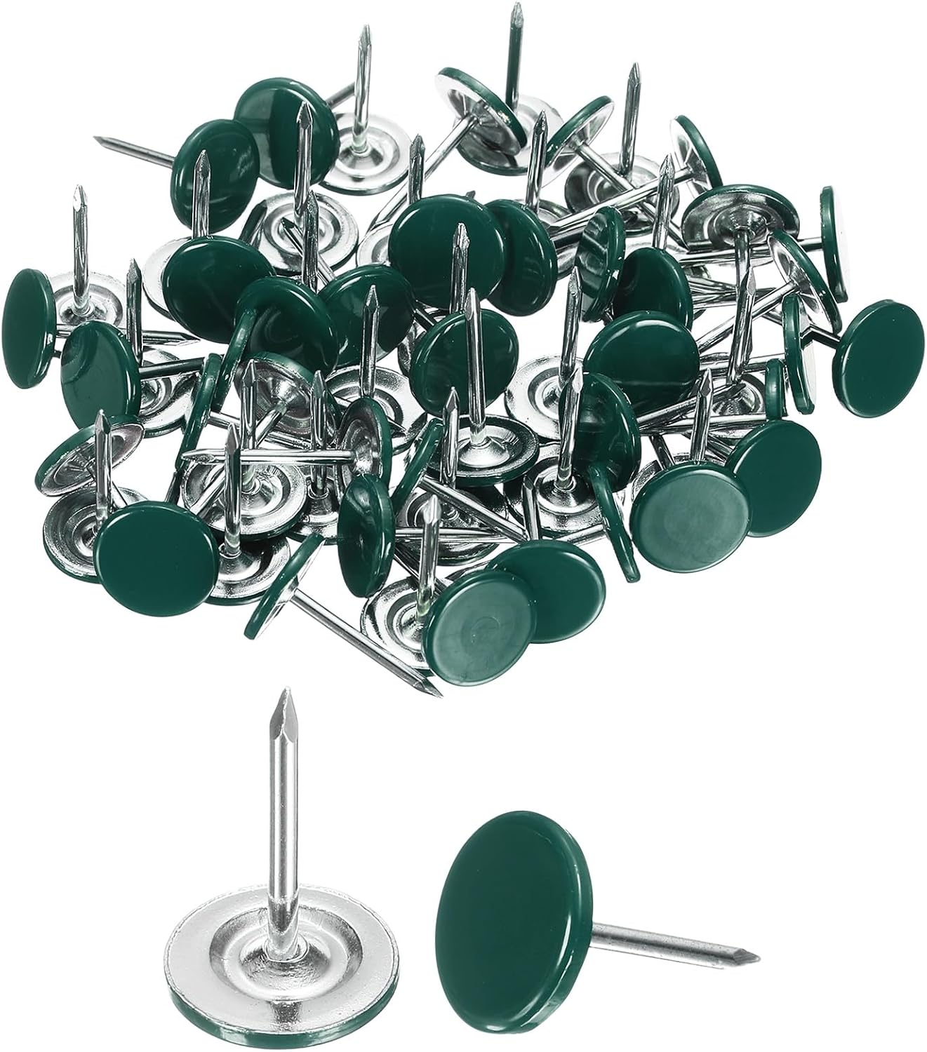 uxcell 150Pcs Upholstery Tacks, 11mmx17mm Flat Head Thumb Tack Decorative Furniture Nails Push Pins for Furniture Sofa Headboards, Green