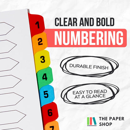 Binder Dividers with Tabs 1-20 Numbered – A4 (3 Pack) | Dividers for 3 Ring Binder | Numbered Tab Dividers for Office, School & Home Organization - The Paper Shop