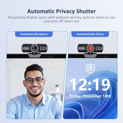 NexiGo HelloCam Pro, Webcam with Windows Hello, 1080P 60FPS Autofocus, True Privacy, Automatic Electronic Shutter, Computer Camera, Microphone, Facial Enhancement, HD USB Web Cam