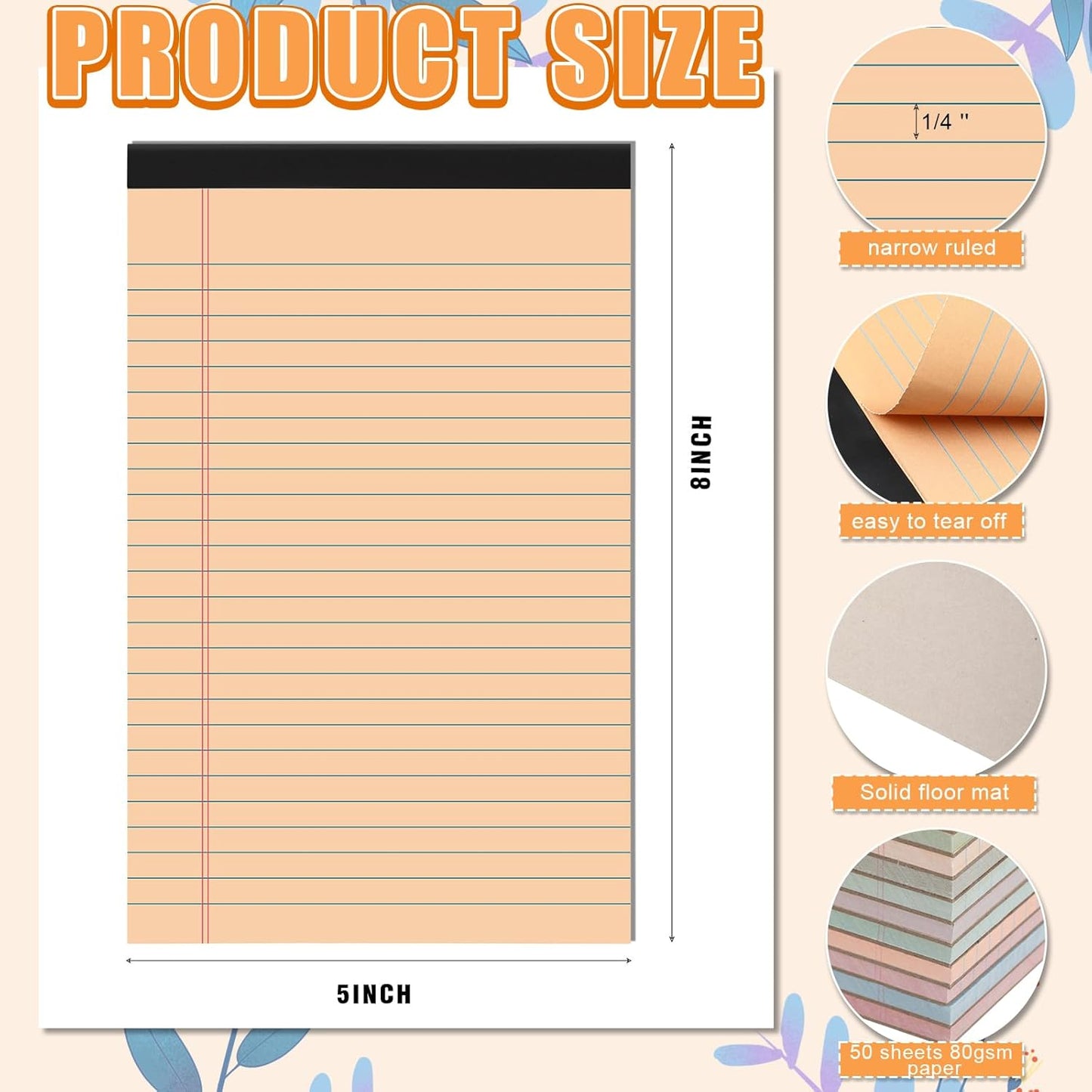 Fuutreo 5" x 8" Legal Pad Writing Notepads 50 Sheets Small Legal Pad Narrow Ruled Multiple Color Lined Paper for School College Office Supplies Work (Earthy Colors,24 Pcs)