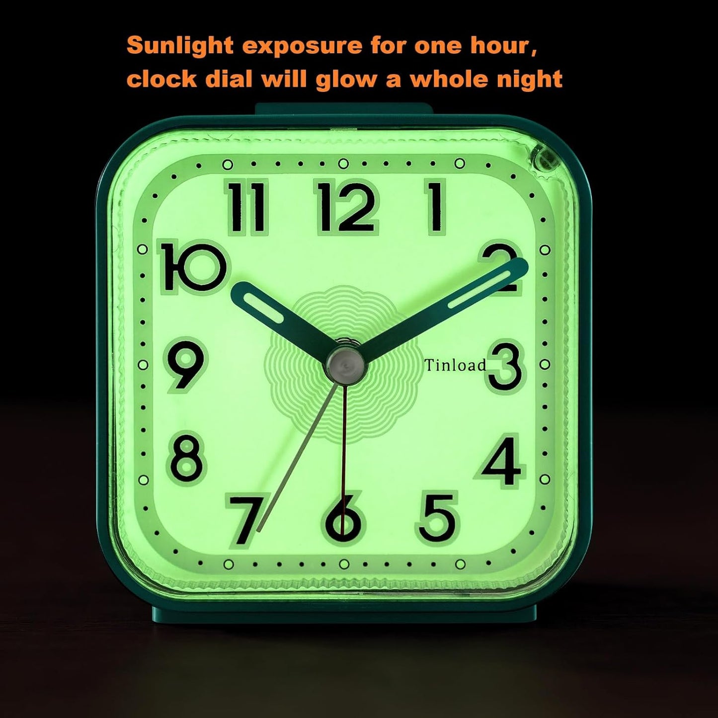 Small Analog Alarm Clock Silent Non Ticking, Ascending Beep Sounds, Snooze,Glow in Dark dial, Manual Light, Battery Operated(Green)
