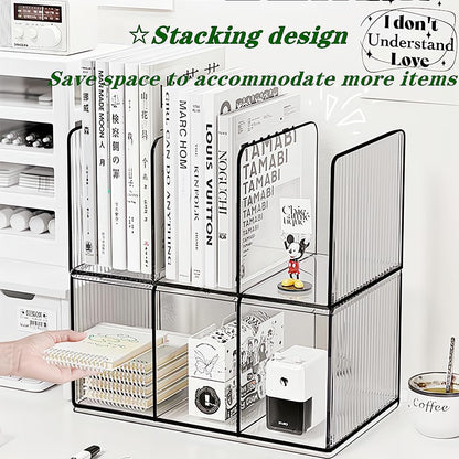 Acrylic Desk File Organizer,Office Desktop Binder File Folder Mail Organizer,Handbag Purse Book record Magazine Holder (2 Pack)