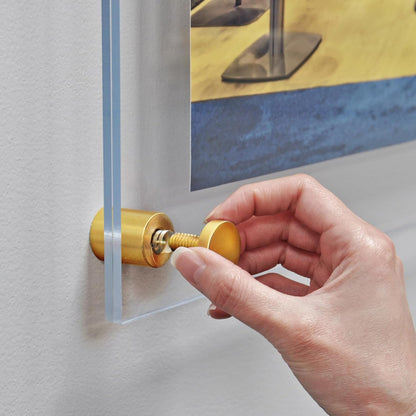 Azar Displays 105528-GLD Acrylic Floating Double Panel Wall Frame,17" x 22" Graphic Size, Overall Frame Size: 21" x 26", Gold