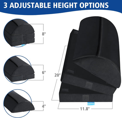 XXL(20in) Foot Rest for Under Desk at Work with 3 Adjustable Heights, Foot Stool with Bamboo Charcoal Foam, Feet Warm Pocket Footrest for Office Gaming Chair, for Leg Support -Black