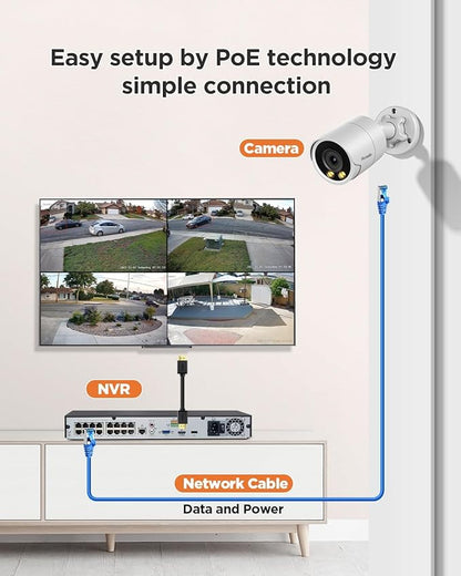 16 Channel Security Camera System PoE,4K 16CH NVR with 4TB HDD,12X 8MP Wired Outdoor Home Surveillance IP PoE Cameras,Built-in microphone,Human Vehicle Detection,Color Night Vision,PB38F1216-8M