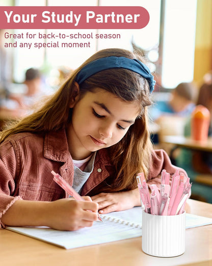 Four Candies 14Pack Pastel Gel Ink Pen Set,Cute Retractable 0.5mm Fine Point Pen,11 Pack Black Ink and 1 Pc Purple Ink Pens with 2Pcs Highlighter for School, Office, Mothers Day Gifts(Purple)