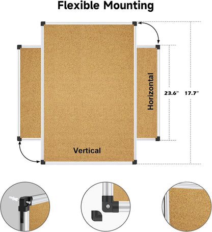 XBoard 24 x 18 Inch Wall-Mounted Office Cork Board, Notice Bulletin Board with Aluminum Frame