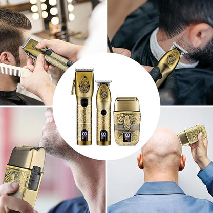 Lanumi Professional Hair Clipper Trimmer Set for Men Electric Shaver Razor Cordless Hair Cutting Barber Clippers Beard Trimmer Men’s Grooming Kit Gifts for him