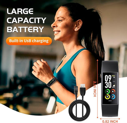 Fitness Tracker with 24/7 Heart Rate Blood Oxygen Sleep Monitor, Activity Tracker with 1.1" AMOLED Touch Color Screen, Multiple Sport Modes Step Counter, IP68 Waterproof for Women and Men