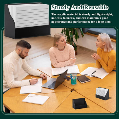 2 Pack Black Index Card Holder 3 X 5 Note Card Organizer Acrylic Index Card Box Flash Card Storage Box Postcard Display Stand Business Card Holder Desktop for Business Office(No Card)