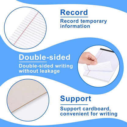 Gueevin 100 Pcs Legal Pads 5x8 Inch Note Pads Lined Small Notepads Bulk Wide Ruled Writing Paper 5 x 8 Mini Notebook for School, College, Office, Classroom Supplies, 40 Sheets (White)