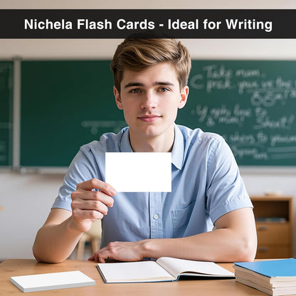 300 Count Blank Index Cards 3x5 Inch White Flash Cards Colored Cardstock, Unruled Note Cards Study Card Portable Learning Flashcards Ideal for Note Taking, Art Sketching, Office & School Supplies