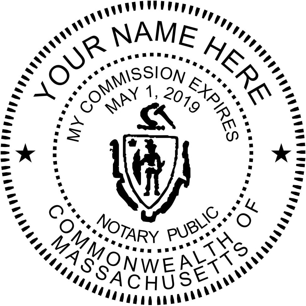Holmes Stamp & Sign Massachusetts Round Notary Stamp | Official State Notary Stamp | Meets State Specifications