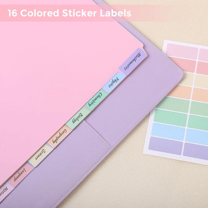 SKYDUE Durable Plastic 8-Tab Dividers,Big Tab Dividers for 3 Ring Binder, Write&Erase 3 Ring Binder Dividers with Tabs,with Sticker Labels