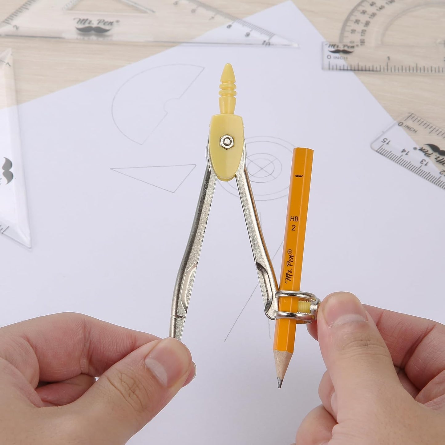 Mr. Pen- Geometry Set, 13 pcs, Compass for Geometry Compass, Geometry Kit Set with Shatterproof Storage Box, Math Compass, Geometry Set for School, Compass Math, Protractor and Compass Set