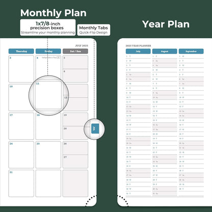 Weekly Monthly 2026 Planner (Jan.26-Dec.26),6.5"x3.75",12 Months Agenda Plan with Month Tabs & Pocket,Expenses/Note Pages, Appointment Book Calendar with Hardcover Vegan Leather Cover,Green
